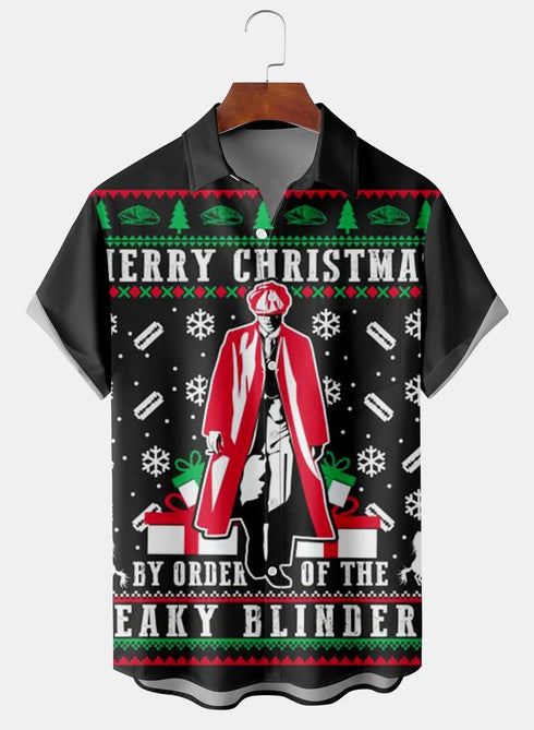 Men's Christmas Funny Graphic Short Sleeve Hawaiian Shirt